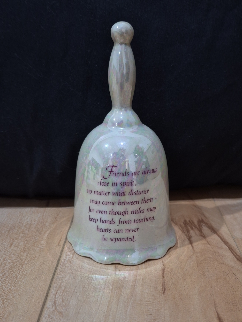 Iridescent Friendship Porcelain Bell - Cream/Pearl
